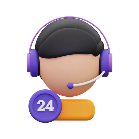 24 Stunden Kundenservice  3D Icon