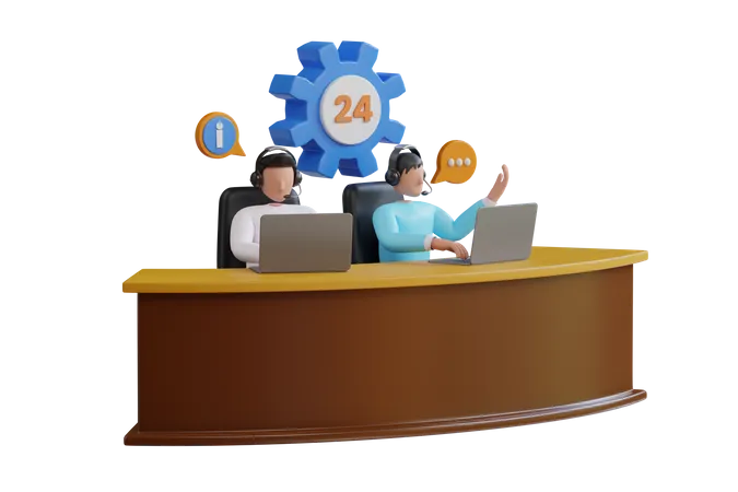 24 Stunden Kundenservice  3D Illustration