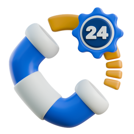 24 Stunden Support-Service  3D Icon