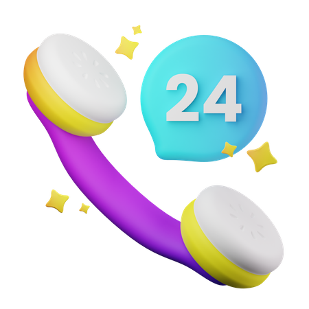 24 Stunden Telefonservice  3D Icon