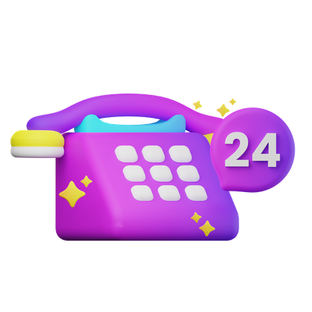 24 Stunden Telefonservice  3D Icon