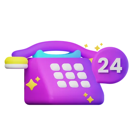 24 Stunden Telefonservice  3D Icon