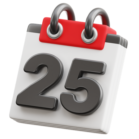 달력 날짜 25  3D Icon