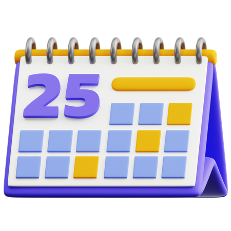 달력 날짜 25  3D Icon