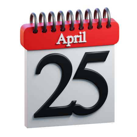 25 April Calendar  3D Icon