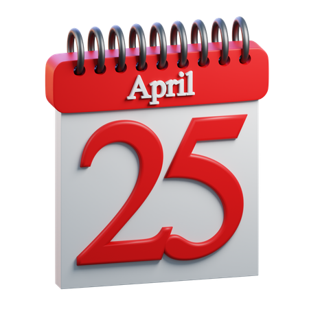 25 April Calendar  3D Icon