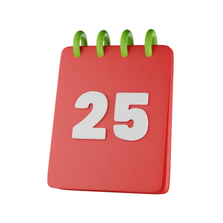 25 Calendar  3D Icon