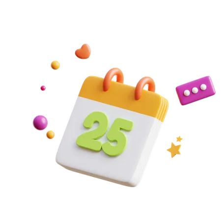25 calendário  3D Icon