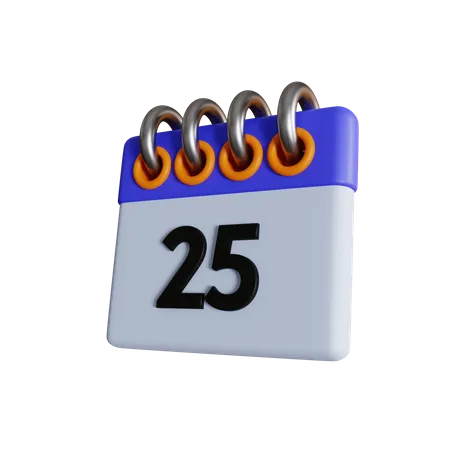 Day 25 Calendar With Day Off And Holiday Options With Normal And Isometric Views 3D Icon