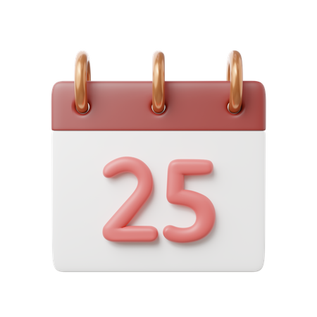 25 Date Calendar  3D Icon