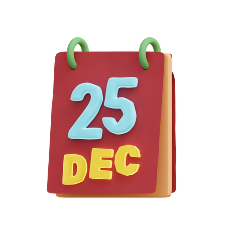 25 de dezembro no calendário  3D Illustration