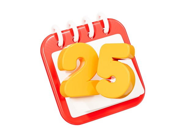 25 December Date  3D Icon