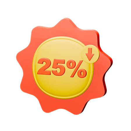 25%割引バッジ  3D Icon