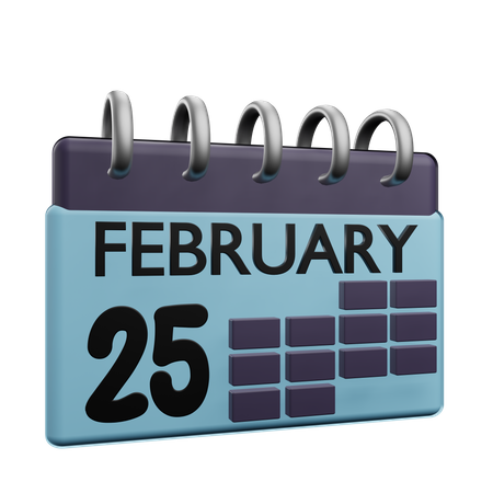 Calendrier du 25 février  3D Icon