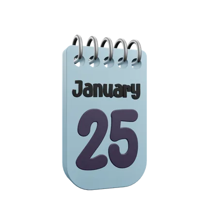 25. Januar Kalender  3D Icon