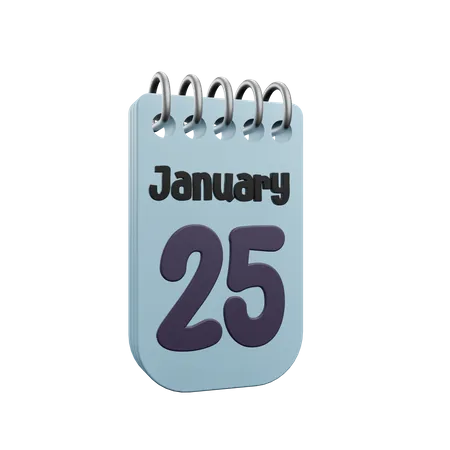 25 January Calender  3D Icon