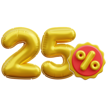 25 Percent  3D Icon