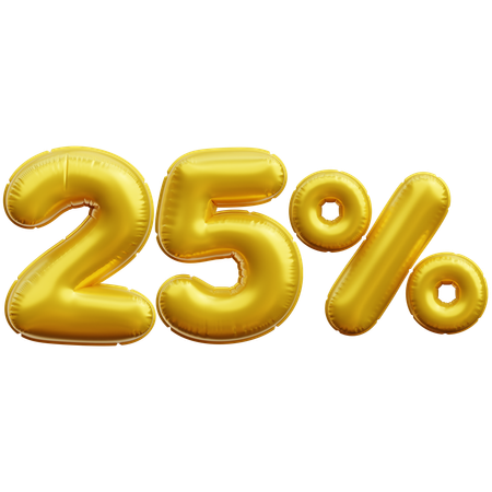 25 Percent  3D Icon