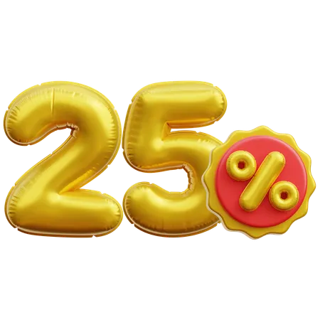 25 Percent  3D Icon