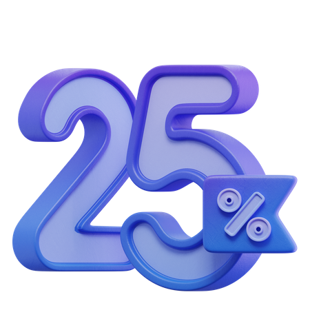 25 Percent  3D Icon