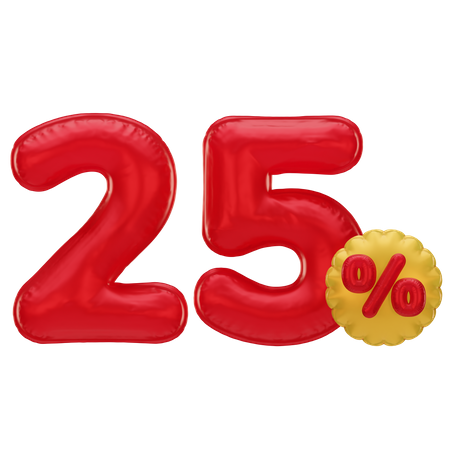 25 Percent Discount  3D Icon