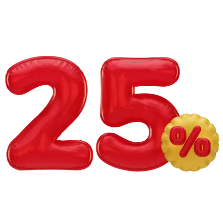 25 Percent Discount  3D Icon