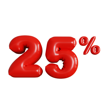 25 Percent Discount  3D Icon