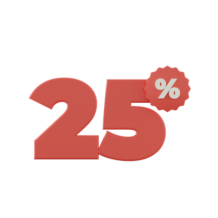 25 Percent Discount  3D Icon