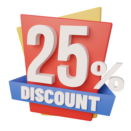 25 Percent Discount  3D Icon