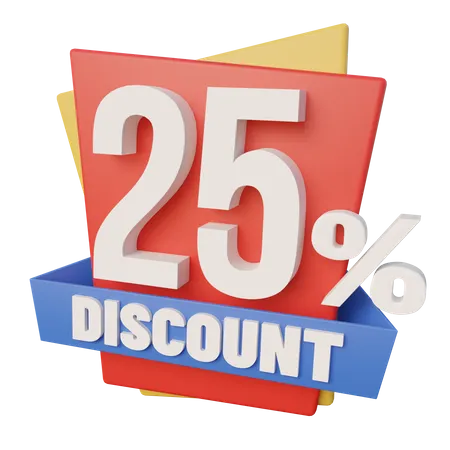 25 Percent Discount  3D Icon