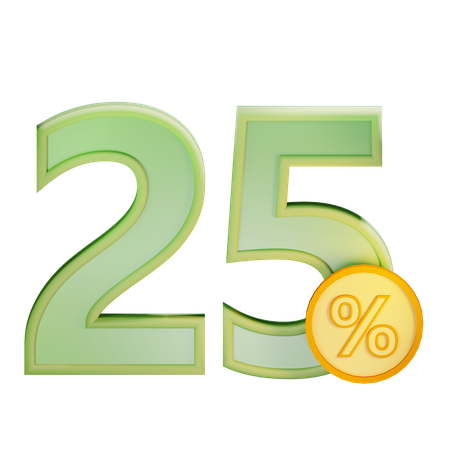 25 Percent Discount  3D Icon