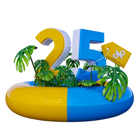 25 Percent Discount  3D Illustration