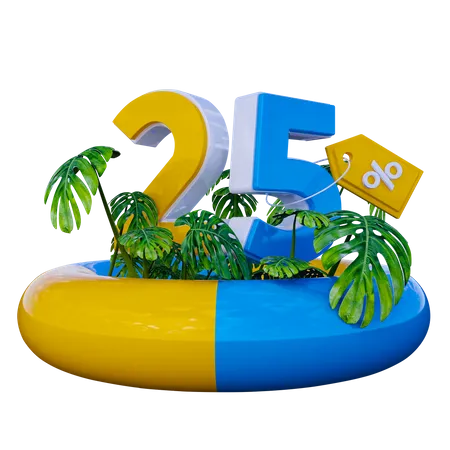 3 D Summer Discount Icon 3D Illustration
