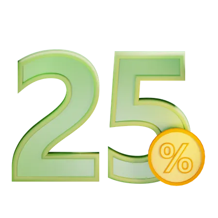 25 Percent Discount  3D Icon