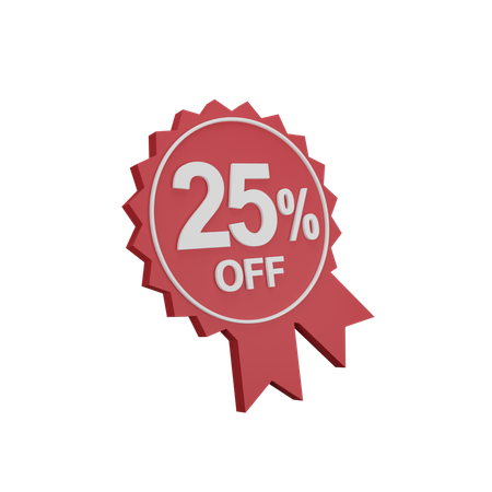 25 Percent Discount Badge  3D Icon
