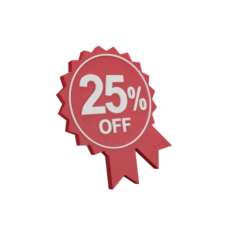 25 Percent Discount Badge  3D Icon