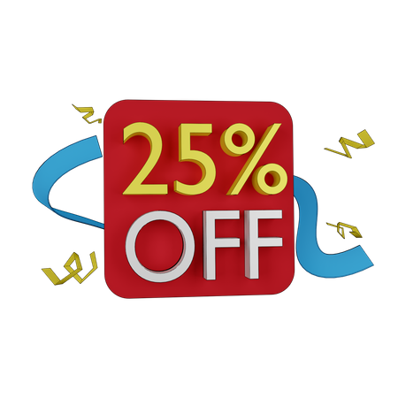 25 Percent Discount Tag  3D Icon