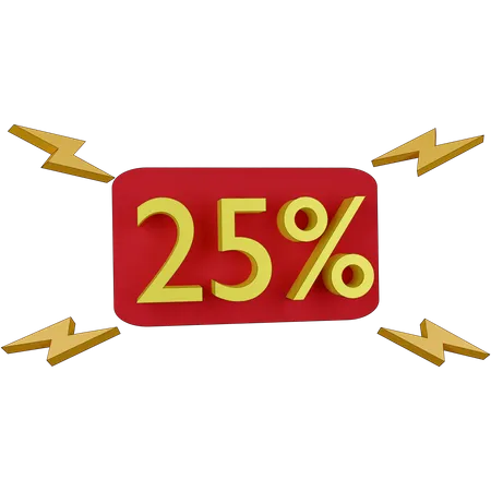 25 Percent Discount Tag  3D Illustration
