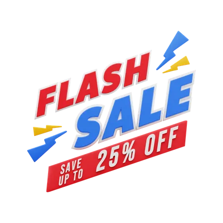 25 Percent Flash Sale  3D Illustration