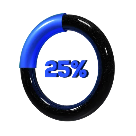 25 Percent Pie Chart  3D Illustration