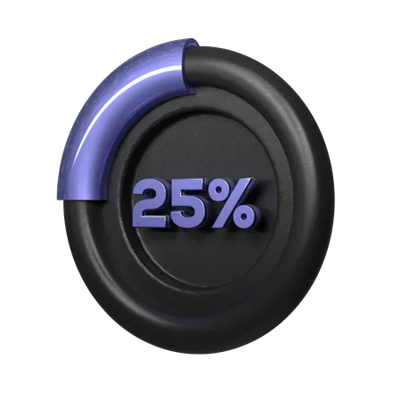 25 Percent Pie Chart  3D Illustration
