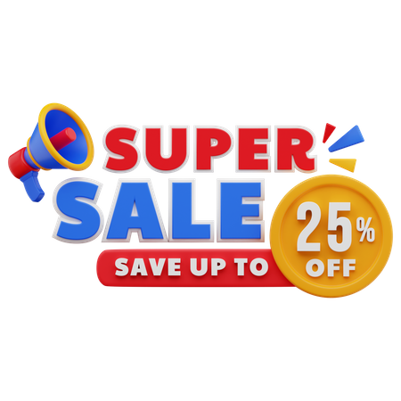 25 Percent Super Sale 3D Illustration