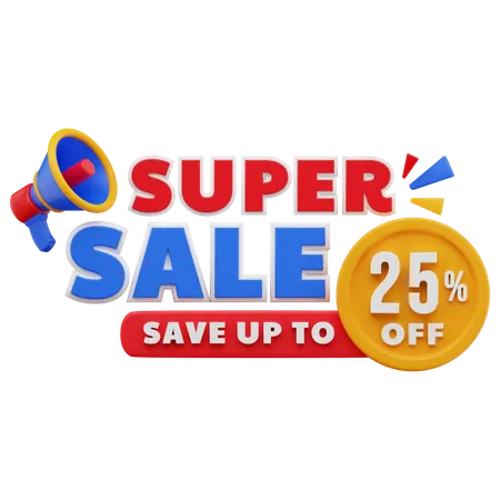 25 Percent Super Sale  3D Illustration