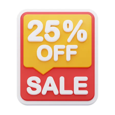 25 Percentage Discount  3D Icon