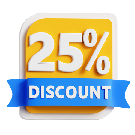 25 Percentage Discount  3D Icon
