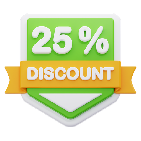 25 Percentage Discount  3D Icon