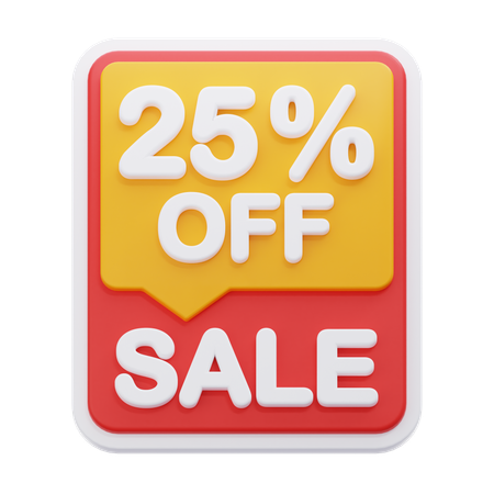 25 Percentage Discount  3D Icon