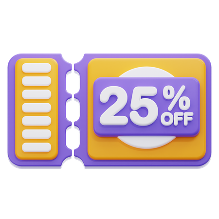 25 Percentage Off Coupon  3D Icon