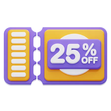 25 Percentage Off Coupon  3D Icon