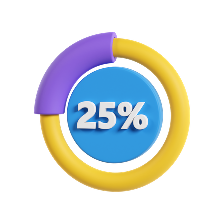 25 Percentage Progress  3D Icon